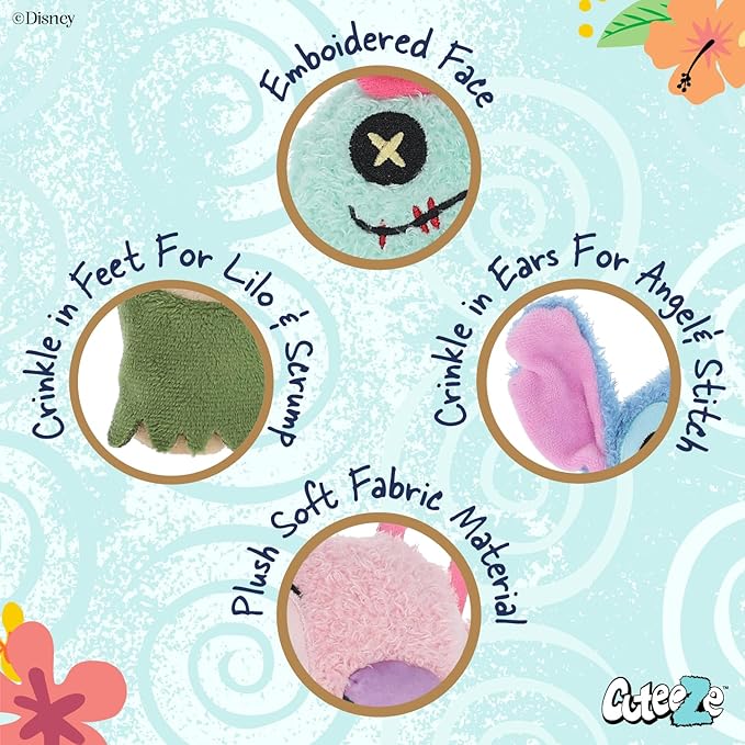 KIDS PREFERRED Disney Baby Lilo & Stitch 4 Piece Cuteeze Gift Set Plush Collector Set of Stuffed Animals, Lilo and Stitch Toys for Infants & Toddlers