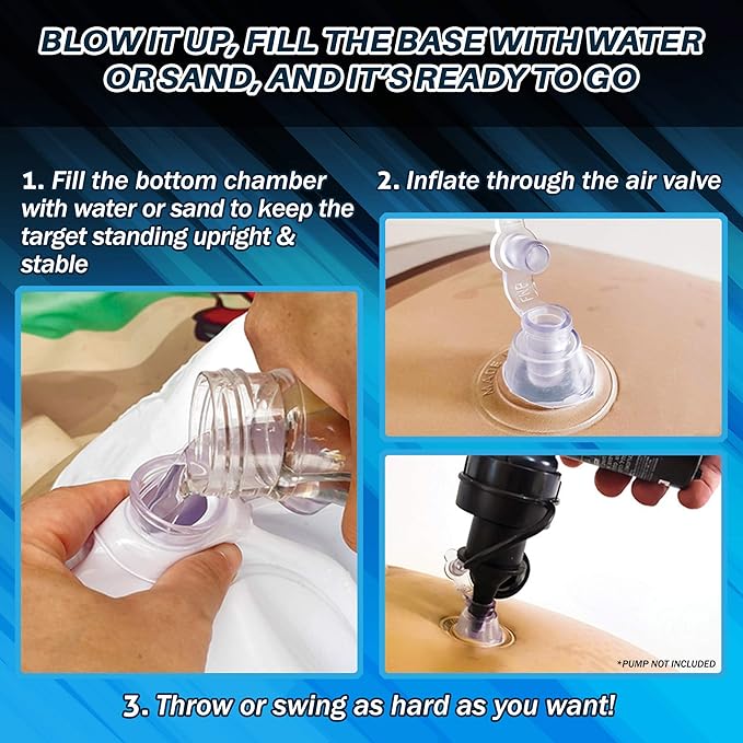 Inflatable Double-Sided Baseball & Football Target Set - Blow Up Toy with Soft Football, Baseball & Inflatable Bat - Fun Toss Games for Indoor, Outdoor, Backyard & Party Favor - 5 Feet