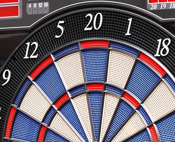 WIN.MAX Electronic Dart Board Cabinet Set, LED Electric Digital Soft Tip Dart Boards for Adults with Cabinet, up to 16 Players, 38 Games and 211 Variations with 12 Soft Tip Dartboard Set