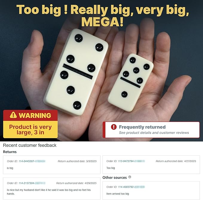 Mega Large 3" Dominoes Set for Adults and Kids – Dominoes Double 6 Classic Board Games – Double Six Domino Set with 28 Tiles and Gift Case, Juegos de Mesa (MEGA)