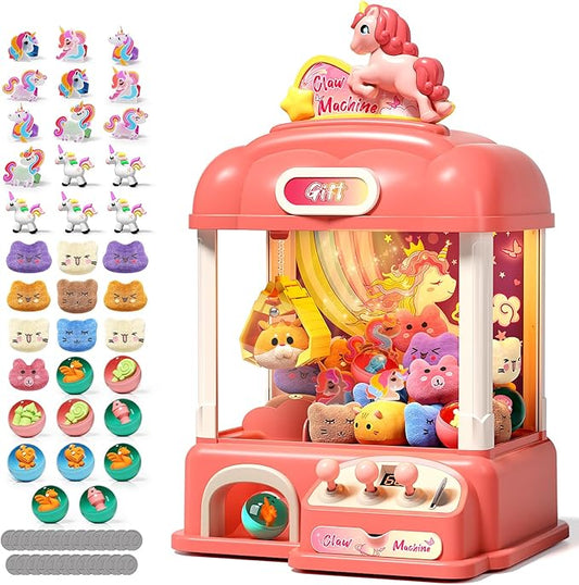60 PCS Large Unicorn Kids Claw Machine, Vending Claw Machine with Lights Sound, Candy and Prize Electronic Dispenser Game Toys for Kids, Claw Machine Toys for 3 4 5 6 7 8 Years Old Girls