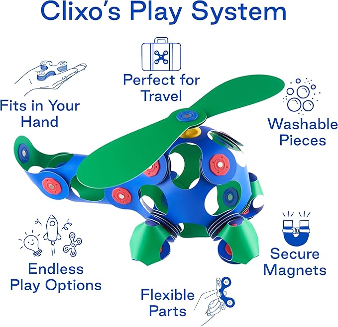 Clixo Crew 30 Piece Pack - The Flexible, Durable, Imagination-Boosting Magnetic Building Toy - Modern, Modular Designs for Hours of STEM Play. A Multi-Sensory Magnet Toy Experience Anywhere! Ages 4-99