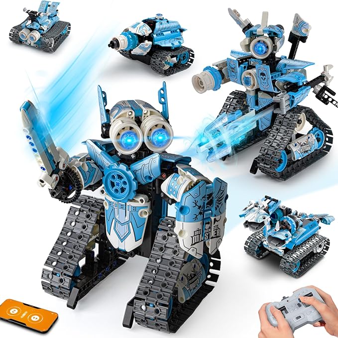 5 in 1 RC Robot Toy Building Sets, 398PCS APP & Remote Control Blocks DIY Erector Sets Science Kits for Kids Age 8-12, STEM Toys for Ages 8-13 Gifts for Boys Girls Age 6 7 9 10 11 14+ Year Old