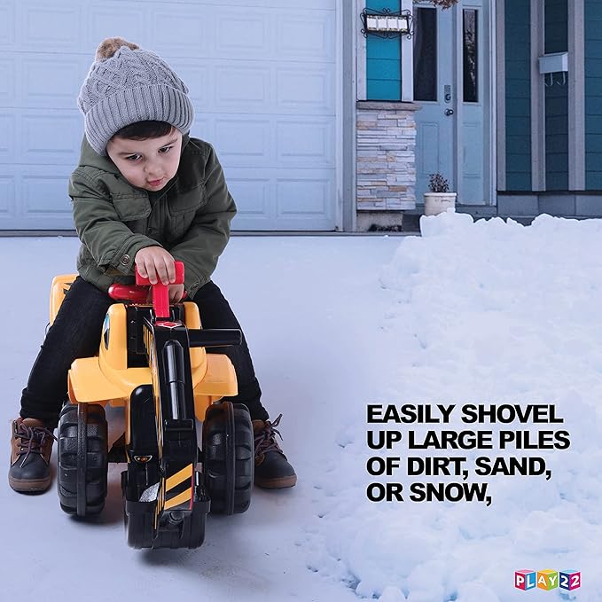 Play22 Toy Tractors for Kids Ride On Excavator - Music Sounds Digger Scooter Bulldozer Includes Helmet with Rocks - Pretend Play - Toddler Construction Truck