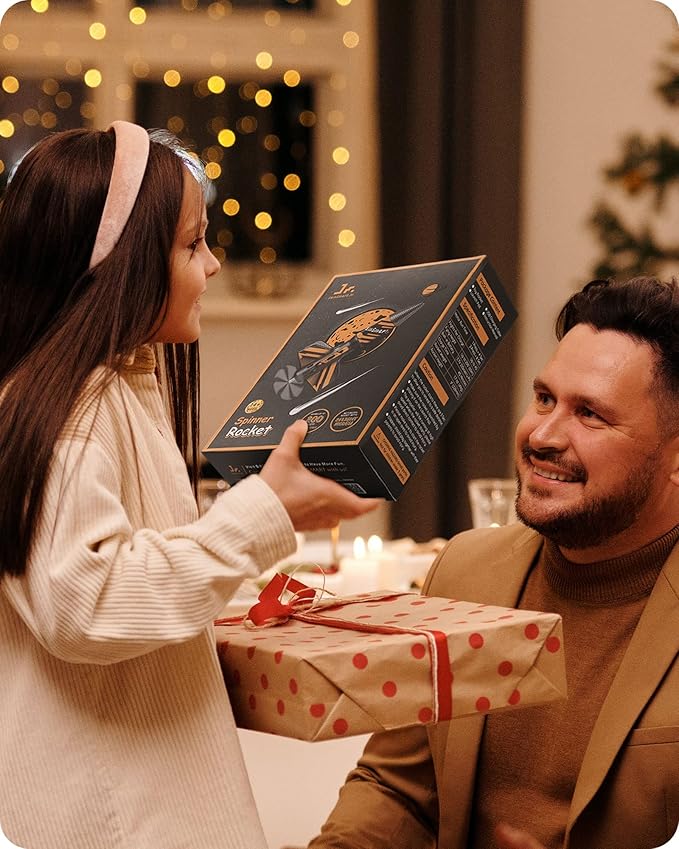 SainSmart Jr. Rocket Launcher for Kids, 200 Feet of Flight Altitude, Motorized Air Rocket with Parachute, Self-Launching Outdoor Toy with Safely Land, Black