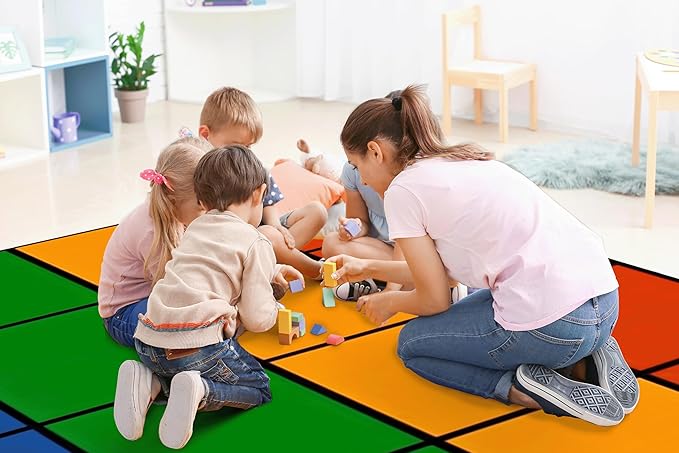 Classroom Rug Elementary 8'x12' Carpets Large Rainbow Rugs 24 Seats for Class