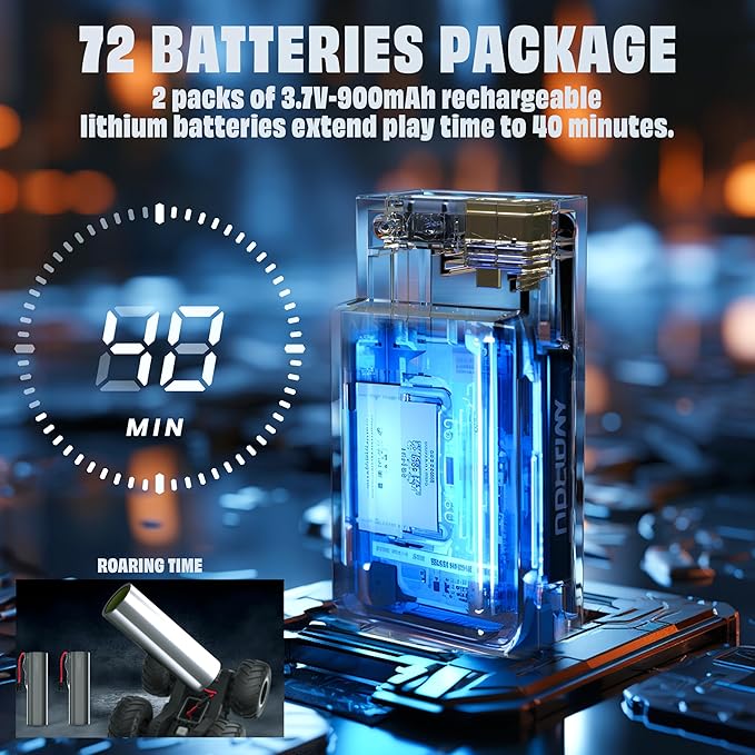 BEZAR Remote Control Monster Truck - Amphibious Remote Control Car for Kids, All Terrain 4WD Off-Road RC Trucks with 2 Rechargeable Batteries, Christmas Birthday Gifts Toys for Boys & Girls Age 4-12