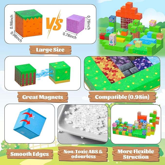 Magnetic Blocks-120PCS Farm Magnetic Building Blocks,STEM Montessori Sensory Toys for Toddlers Kids Boys Girls Ages 3-5 4-8 5-7,Magnets Toy for Toddler 3+ Year Old