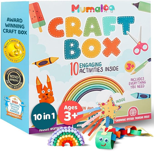 Craft Box for Kids - 10 Creative Arts and Crafts for Kids Ages 4-8, Fun, No Mess Educational Preschool & Homeschool Art Projects, Toddler Crafts Kit Supplies, 3 4 5 6 7 8 Year Old Girls & Boys