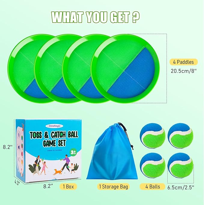 Toss and Catch Ball Game - Ideal Outdoor Beach, Pool & Yard Toy for Toddlers and Kids Ages 4, 5, 6, 7, 8+, Perfect for Boys Girls - Great Birthday Gift & Easter Basket Stuffer
