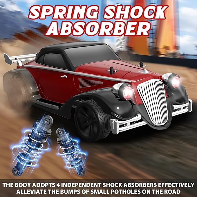 RC Drift Car 1/16 Scale 38KM/H Fast 4WD RC Car 2.4Ghz with 6 Modes of Light 2Pcs Rechargeable Batteries Racing for Boys and Adults Gift