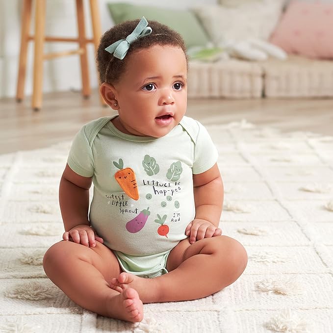 Gerber Baby Girls' 5-Pack Short Sleeve Variety Onesies Bodysuits