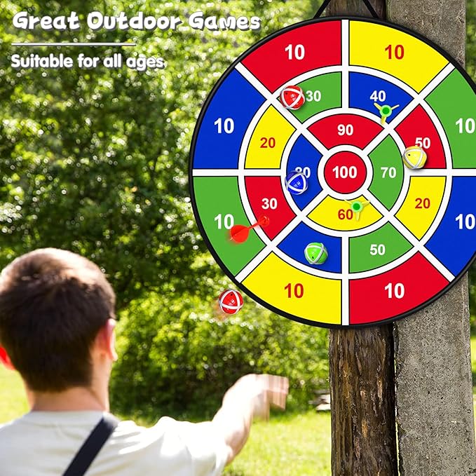 Toy Sports Dart Games, 22pcs Kids Double Sided Dart Board, Indoor Outdoor Party Games Toys Gifts for 5 6 7 8 9 Year Old Boys Girls & Adult