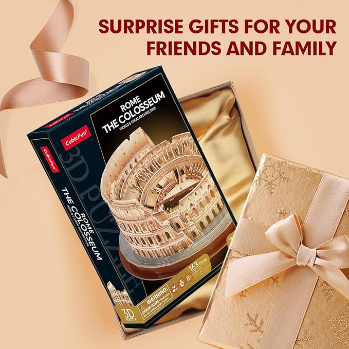 CubicFun 3D Puzzles for Adults Kids New Version Italy Rome Colosseum Jigsaw Puzzle DIY Building Model Kit Easter Gift for Boys Girls Age 10+, 163 Pieces Puzzles for Kids Ages 8-10 Dad's Gift