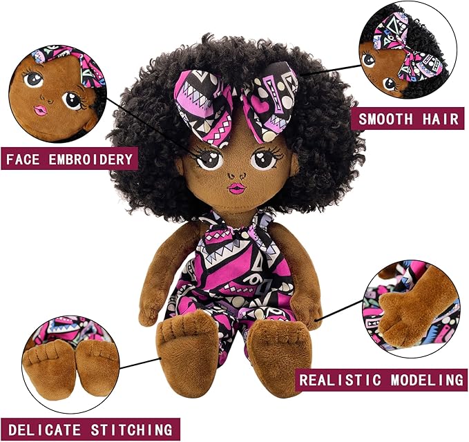 Black Baby Dolls African American Doll Black Dolls 12'', Baby Dolls for 3 Year Old Girls,Soft Doll for Girls Stuffed Plush Doll for Girl