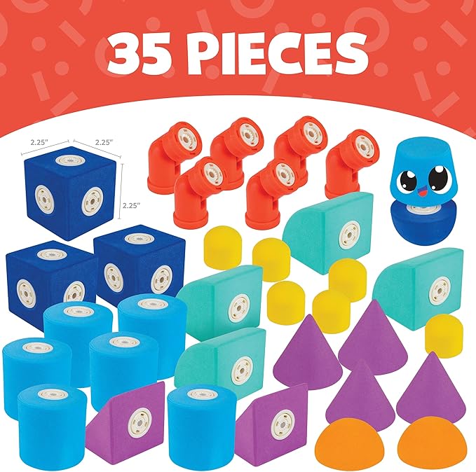 Magnetic Foam Blocks – STEM Preschool Toys for Children, Toddlers, Boys and Girls, The Ultimate Bath Toy – Castle Set, Bath Building Blocks, Engineering Toys for Kids 3-7