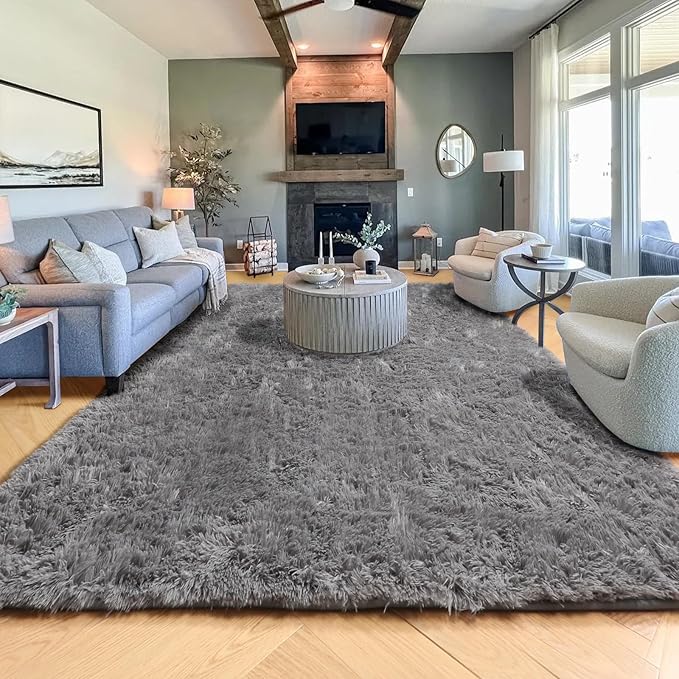 PAGISOFE Grey Washable Area Rugs for Living Room Bedroom Rug 5x8 Rugs Soft Plush Fluffy Rug for Dorm Room Classroom Home Office Nursery Thick Indoor Carpet Fuzzy Modern Farmhouse Rugs Kids Playroom