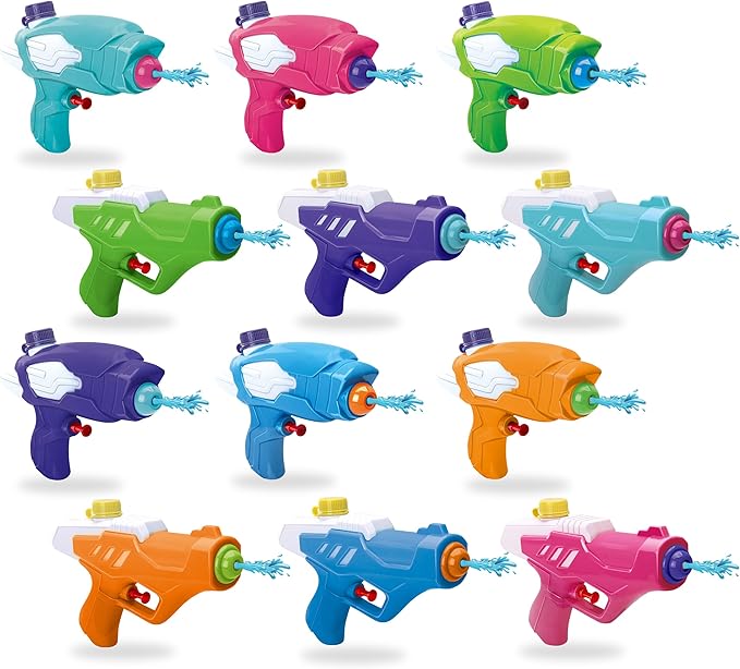 Water Squirt Gun - High Velocity Easy Refill Toy Water Gun - Water Guns for Kids - Water Pistols for Kids - Water Gun Set - Squirt Guns (12, Mix 12 Colors)