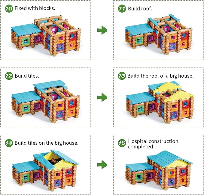 Wondertoys 239 Pieces Real Wood Logs Set Ages 3+, Classic Building Log Gift Set for Boys/Girls– Creative Construction Engineering - Top Blocks Game Kit - Preschool Education Toy