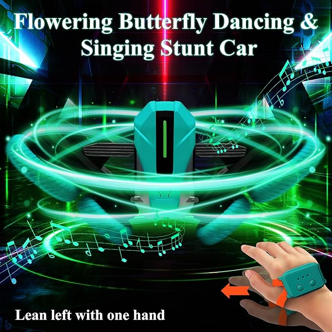 Hand Gesture Sensing Double-Sided Remote Control Car,360° 4wd Off-Road with Lights & Music Indoor/Outdoor Toy for 6-12 Age Boys Birthday Gift (Green)