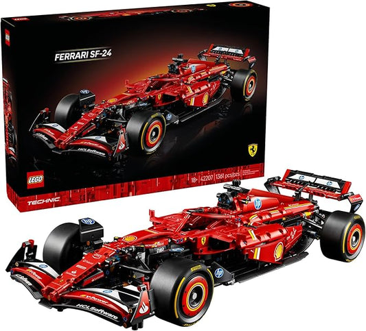 LEGO Technic Ferrari SF-24 F1 Model Car Kit - Building Set for Adults, Ages 18+ with Realistic Features - Gift for Fathers Day - Ferrari F1 DIY Craft for Display - 42207