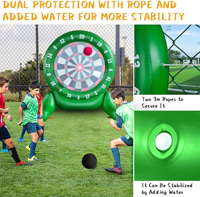 6.4FT Giant Kick Darts Games, Jumbo Outdoor Soccer Target Dartboard with Soccer Balls and Air Pump, for Yard Lawn, Yard Outdoor Games Family Kids Frends Big