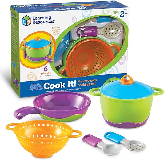 Learning Resources New Sprouts Cook it!, 6 Pieces, Ages 2+ Pretend Play Food for Toddlers, Preschool Learning Toys, Kitchen Play Toys for Kids