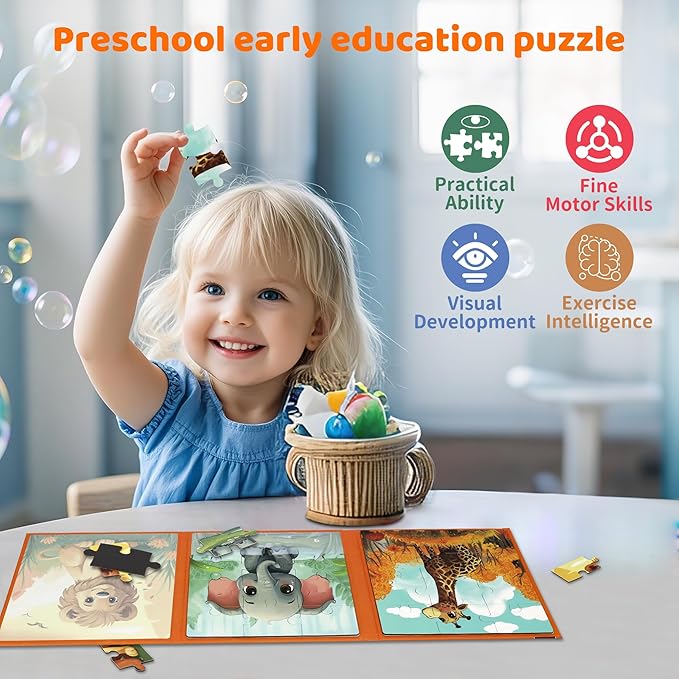 Puzzles for Kids Ages 3-5 36 Pieces Kids Puzzle 4-6 Travel Puzzles Ages 4-8 Animal Airplane Car Road Trip Activities Games Toys Girls and Boys Gift