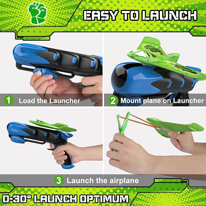 Fuwidvia 6 Pack Airplane Launcher Toys, LED Foam Airplane Toys for Kids, Outdoor Plane Flying Toys for Boys Girls Toys Age 3 4 5 6 7 8 9 10 11 12 Year Old boy Birthday Gift Ideas