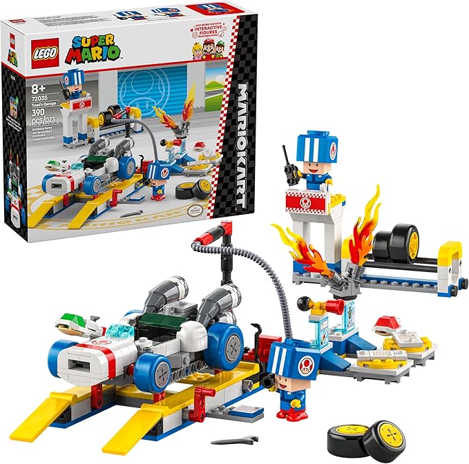 LEGO Super Mario: Mario Kart Toad's Garage - Nintendo Toy Building Set for Kids, Boys & Girls, Ages 8+ - Collectible Mario Kart Toy for Fans with 2 Blue Toad Figures - Gift Idea for Birthdays - 72035