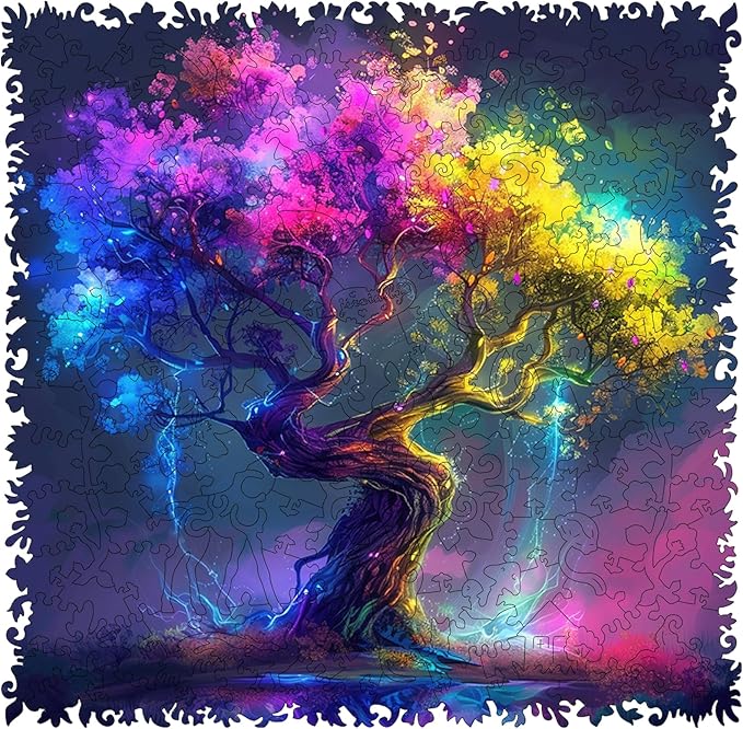Tree of Life Wooden Jigsaw Puzzles, 500 Pieces Wooden Puzzle for Adults, Unique Shapes Family Reunion Puzzle for Adults and Kids, Beautiful Package, Best Gift for Family Friends Royal 15.9x15.6in