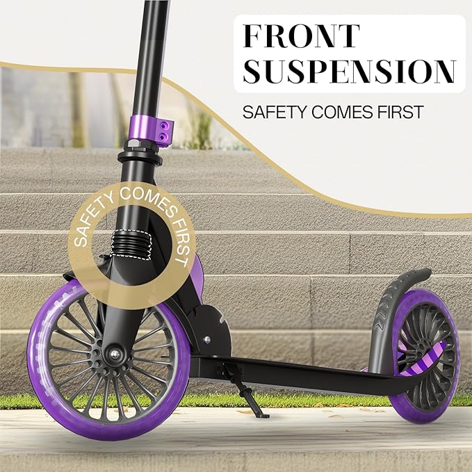 Scooter for Kids 8-12, Kick Scooter for Kids,Teen& Adults, Folding Scooters Holds Up to 220lbs | Adjustable Height | Lightweight |Rear Brake