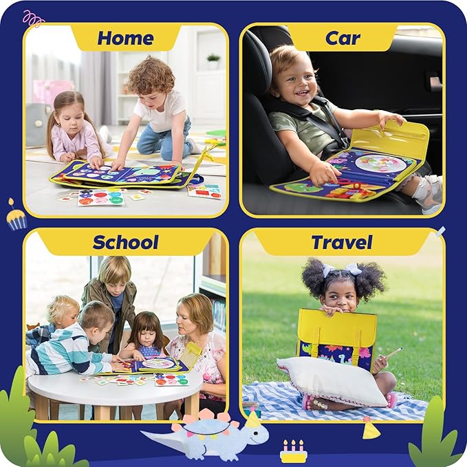 INKLAB Backpack Busy Board, Busy Book for Toddlers 1-3, Toddler Busy Board Ages 1 2 3, Montessori Busy Board for Toddlers 3+, Preschool Learning Activities, Birthday Gifts for Girls