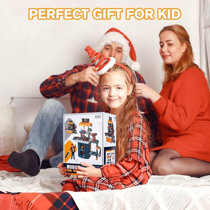 ‌3-in-1 Kids & Toddler Tool Bench with Working Electric Drill - Realistic Construction Toys Learning Set for Ages 2-6, Interactive Workshop Playset for Birthday & Christmas