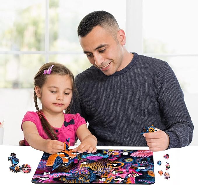 Wooden Jigsaw Puzzle for Adults and Kids Unique Shape Wood Colorful Beautiful Box Fun Challenge Brain Health Family Game Creative Gift for Friends Rompecabezas Madera(Coral Reef 200pcs)