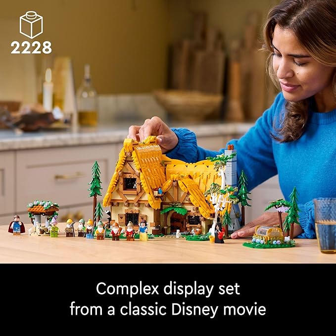LEGO Disney Snow White and The Seven Dwarfs’ Cottage Building Kit for Adults, Build and Display Disney Princess Set with 10 Minifigures Including Snow White, Gift for Fans of The Classic Movie, 43242