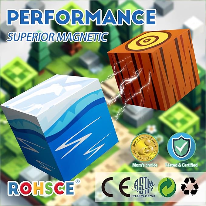 Magnetic Blocks Kids Building Toys, STEM Preschool Montessori Sensory Toys, Magnetic Building Blocks for Kids, Stacking Construction Toys for Boys and Girls, for Ages 3-12