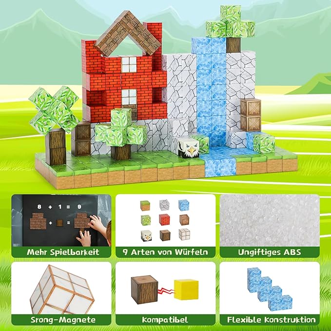 Magnetic Blocks - 48PCS Magnets Building Blocks World Set for Kids Ages 3-5 5-7 8-12, Magnetic Tiles Games Preschool Toys for 3 4 5 6 7 8 Year Old Girls Boys Gifts