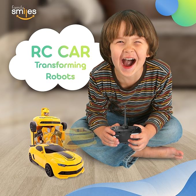 Kids Transforming Robot RC Car Toys for Boys 8-13 Remote Control Gift Yellow