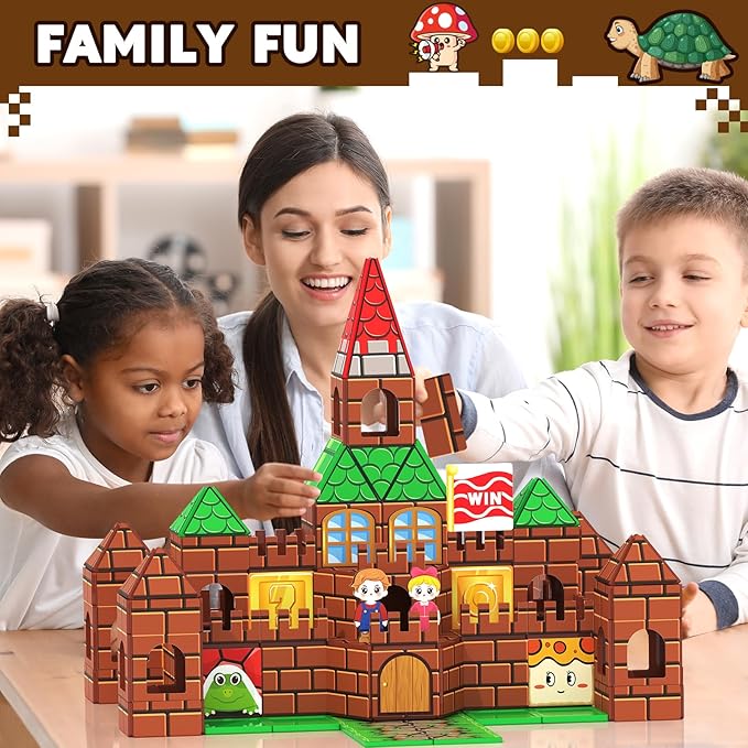 Magnetic Tiles Kids Games Toys Castle Adventure Magnetic Building Blocks Doll House Toys Construction Magnet Pretend Play Set for Boys & Girls 3-12 Year Old Christmas Birthday Gifts for Boys