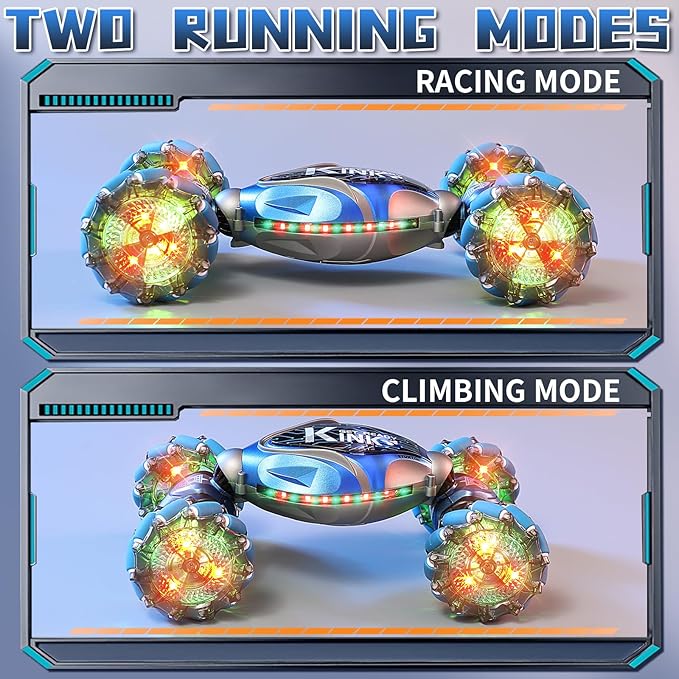 Remote Control Stunt Car, Gifts Toys for Boys 4-12 Year Old, Gesture Sensing RC Cars 2.4GHz 4WD Drift Hand Controlled Twist Cars, Off-Road 360° Rotating Transform Cars with Lights & Music