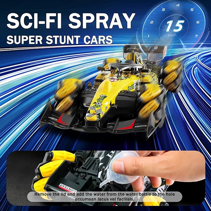 Gesture Sensing Remote Control Car, F1 RC Stunt Car 1:14 Scale 4WD 2.4GHz 360 ° Rotating RC Cars Toy for Kids with Spray Lights RC Drift Car Boys Girls Gifts Birthday Xmas for 6-12 Year Old