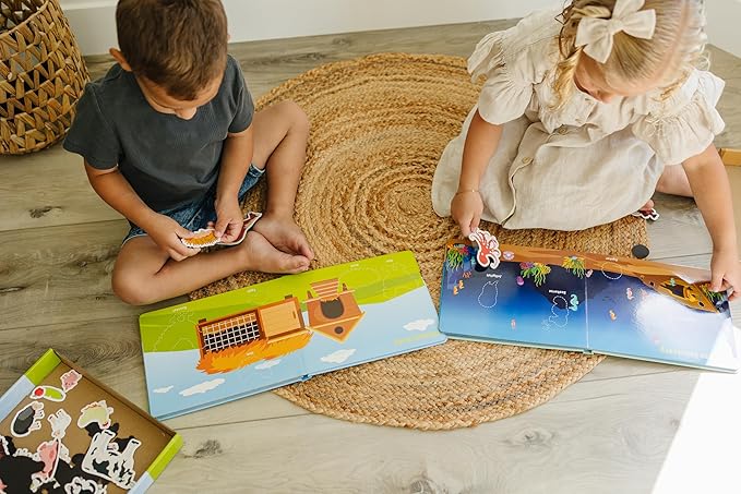 Motessory Preschool Busy Book – Farm Adventures Busy Book for Toddlers 3-5 Years Old with 8 Magnetic Pages and Figurines – Educational Toddler Montessori Toys for Home, Kindergarten, Travel