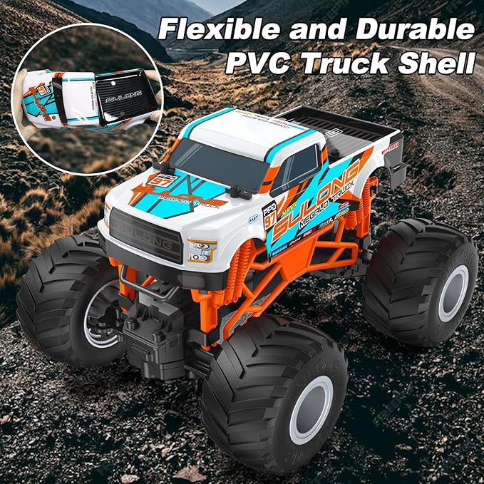 Scientoy Remote Control Car, 20KM/H Monster Truck Toys for Ages 5-7, 1:16 Scale All Terrain RC Cars for Boys & Girls Age 4-7, 2.4Ghz Off Road RC Truck, Christmas Birthday Gift for Kids