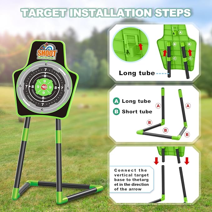 SpringFlower Bow and Arrow Toys for Kids, Archery Set Includes Super Bow with LED Lights, 10 Suction Cups Arrows,Archery Set with Standing Target and 3 Target Cans for Boys and Girls