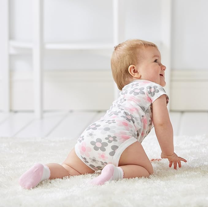 Gerber Baby Girls' 5-Pack Short Sleeve Variety Onesies Bodysuits