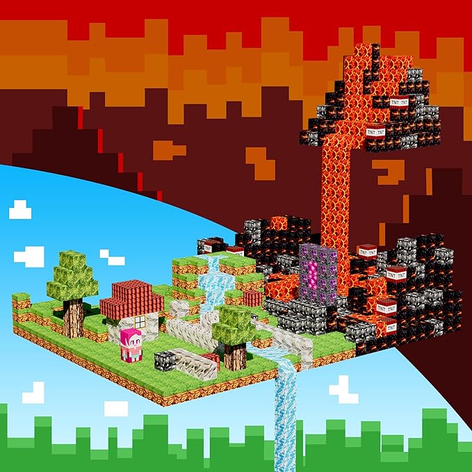 Magnetic Blocks Kids Building Toys - 1" Magnetic Cube Building Blocks Toddler Toy 126 PCS Set, STEM Sensory Toy for 3-5 5-7 Year Old Boys Girls Game Themed