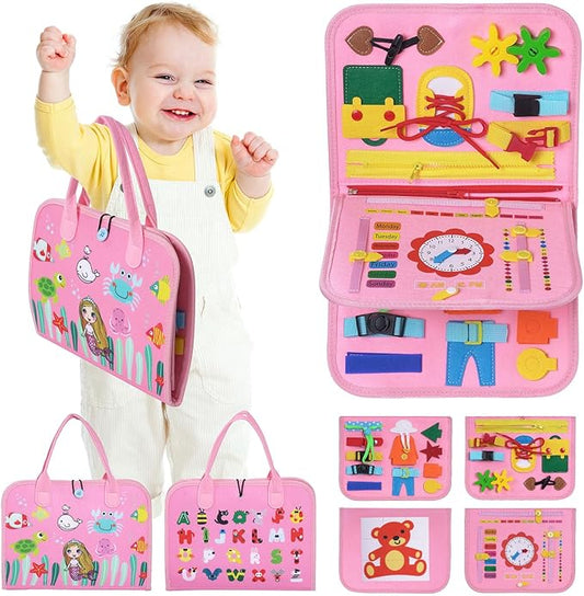 INKLAB Busy Board for Toddlers 1-3, Toddler Montessori Toys Age 3, Learning Toys for Toddlers 1 2 3 Years, Busy Board for 1 Year Old