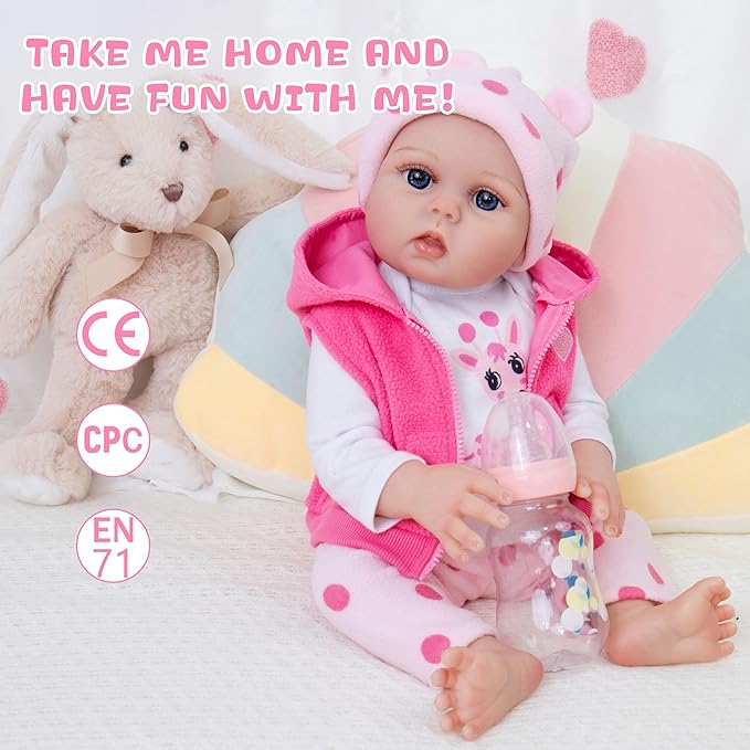 Milidool Lifelike Reborn Baby Doll 18 in Full Body Soft Vinyl Realistic Baby Girl,Poseable Anatomically Baby Dolls That Look Real Girls Babies Realistic Baby Dolls Girl Newborn Toddler for Kids Age 3+
