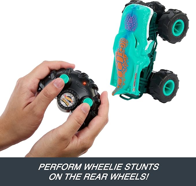 Hot Wheels Monster Trucks Toy RC, Remote-Control Mega-Wrex in 1:24 Scale with All-Terrain Tires, Performs Wheelies